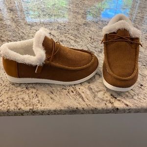 Fur Lined Slip On Shoes - size 8 Brand New